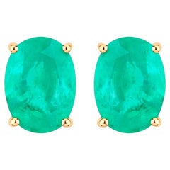 Zambian Emerald Earrings 2.38 Carats 10K Yellow Gold
