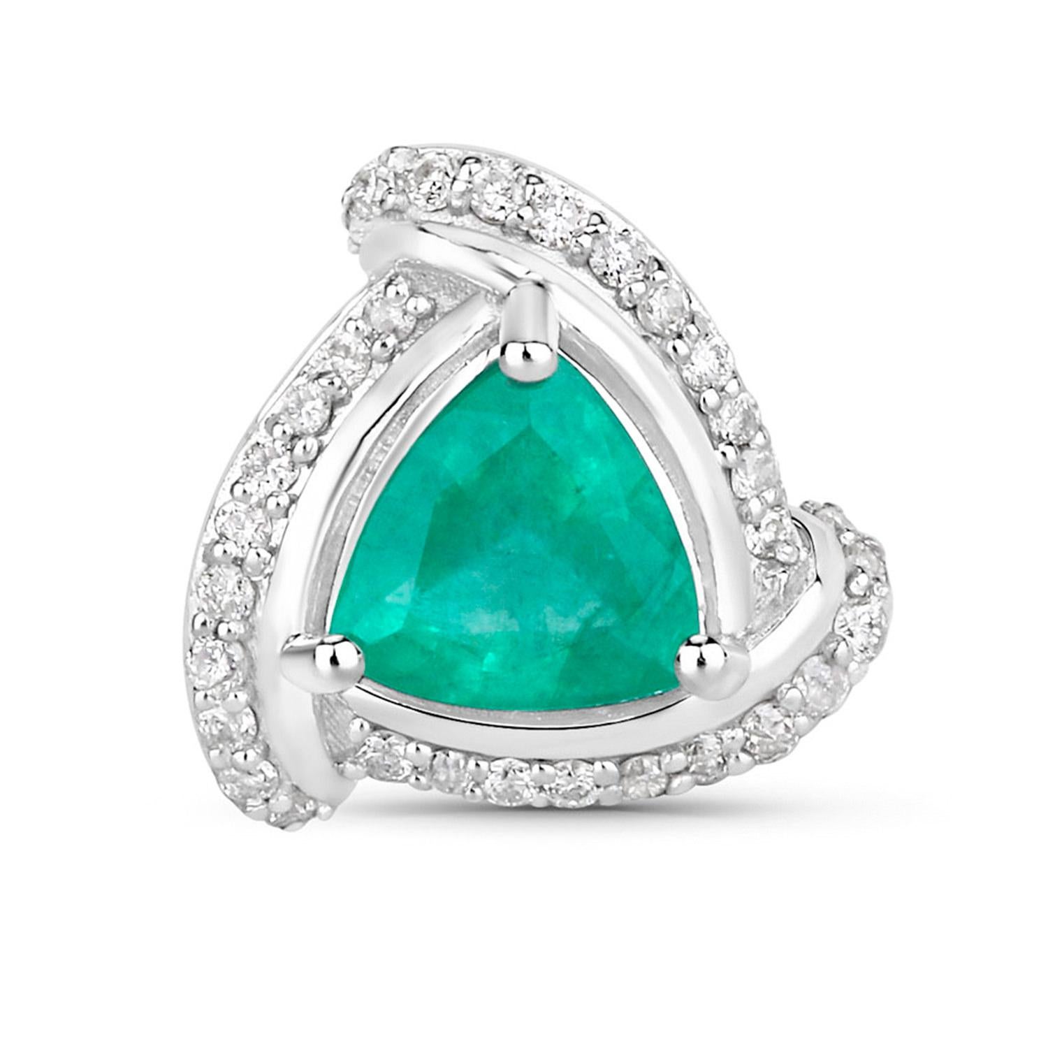 Sambische Smaragd-Ohrringe Diamanten 1,22 Karat 14K Weißgold (Zeitgenössisch) im Angebot