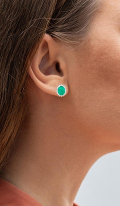 Zambian Emerald Earrings Diamonds 2.65 Carats 10K White Gold