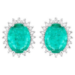 Orecchini con smeraldo dello Zambia Diamanti 2,65 carati Oro bianco 14K