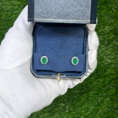 Zambian Emerald Earrings Diamonds 2.65 Carats 14K Yellow Gold