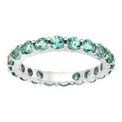 Zambian Emerald Eternity Band 2 Carats 14k White Gold Zambian Emerald Eternity Band 2 Carats 14k White Gold