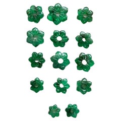 Zambian Emerald Flower Carved Fancy Cabochon Loose Gemstone for Jewelry