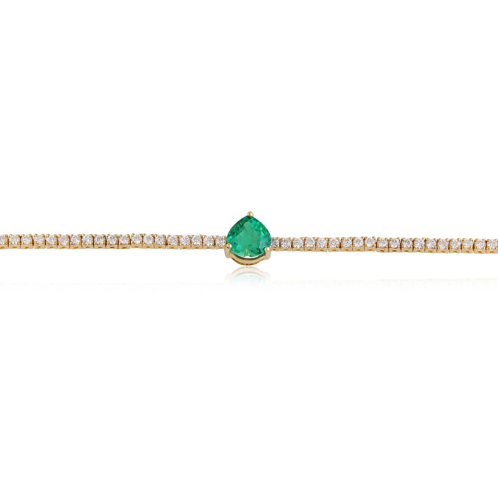 Item Code :- CN-40186
Gross Wt. :- 8.74 gm
18k Yellow Gold Wt. :- 8.12 gm
Natural Diamond Wt. :- 1.65 Ct.  ( AVERAGE DIAMOND CLARITY SI1-SI2 & COLOR H-I )
Emerald Wt. :- 1.45 Ct.
Bracelet Length :- 7 Inches Long

✦ Sizing
.....................
We