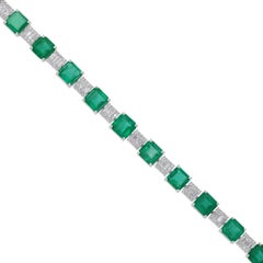 Bracciale con gemma di smeraldo dello Zambia SI/H Diamante in oro bianco 18 carati Gioielli di pregio