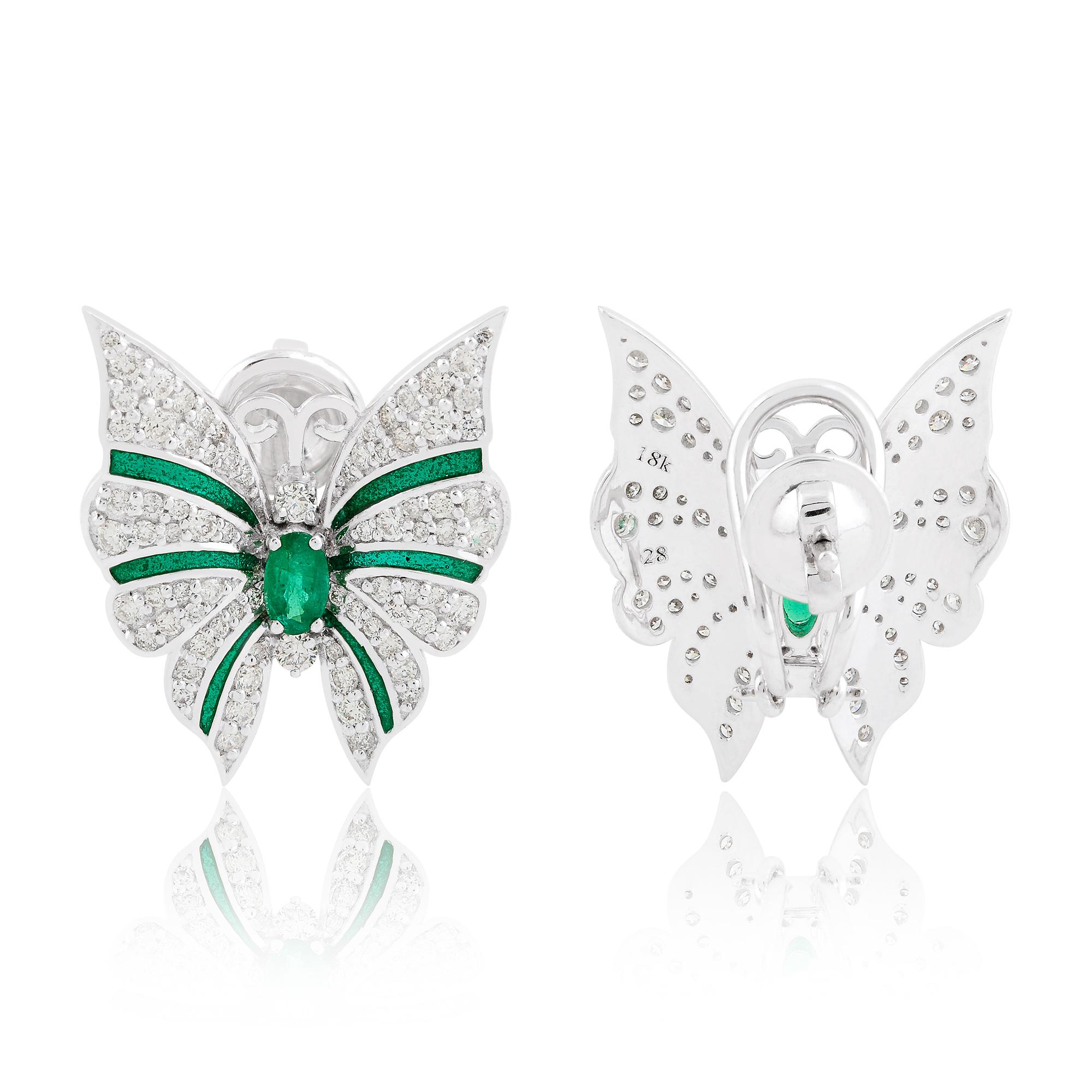 Cast from 18-karat gold, these exquisite earrings are handset with 0.55 carats Zambian emerald & 1.30 carats of sparkling diamonds.

FOLLOW SPECTRUM JEWELS storefront to view the latest collection & exclusive pieces. Spectrum Jewels is proudly rated
