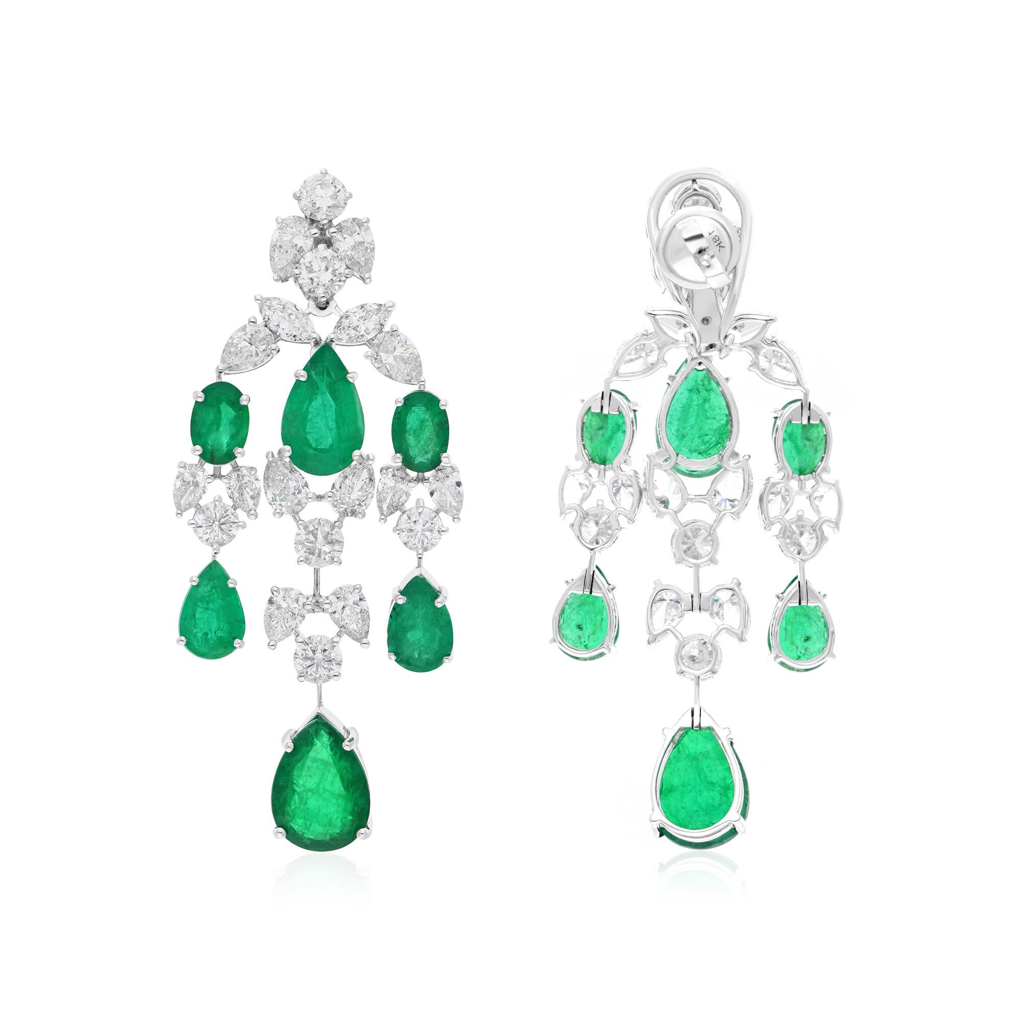 Cast from 18-karat gold, these exquisite earrings are handset with 18.58 carats Zambian emerald and 10.01 carats of sparkling diamonds.

FOLLOW SPECTRUM JEWELS storefront to view the latest collection & exclusive pieces. Spectrum Jewels is proudly