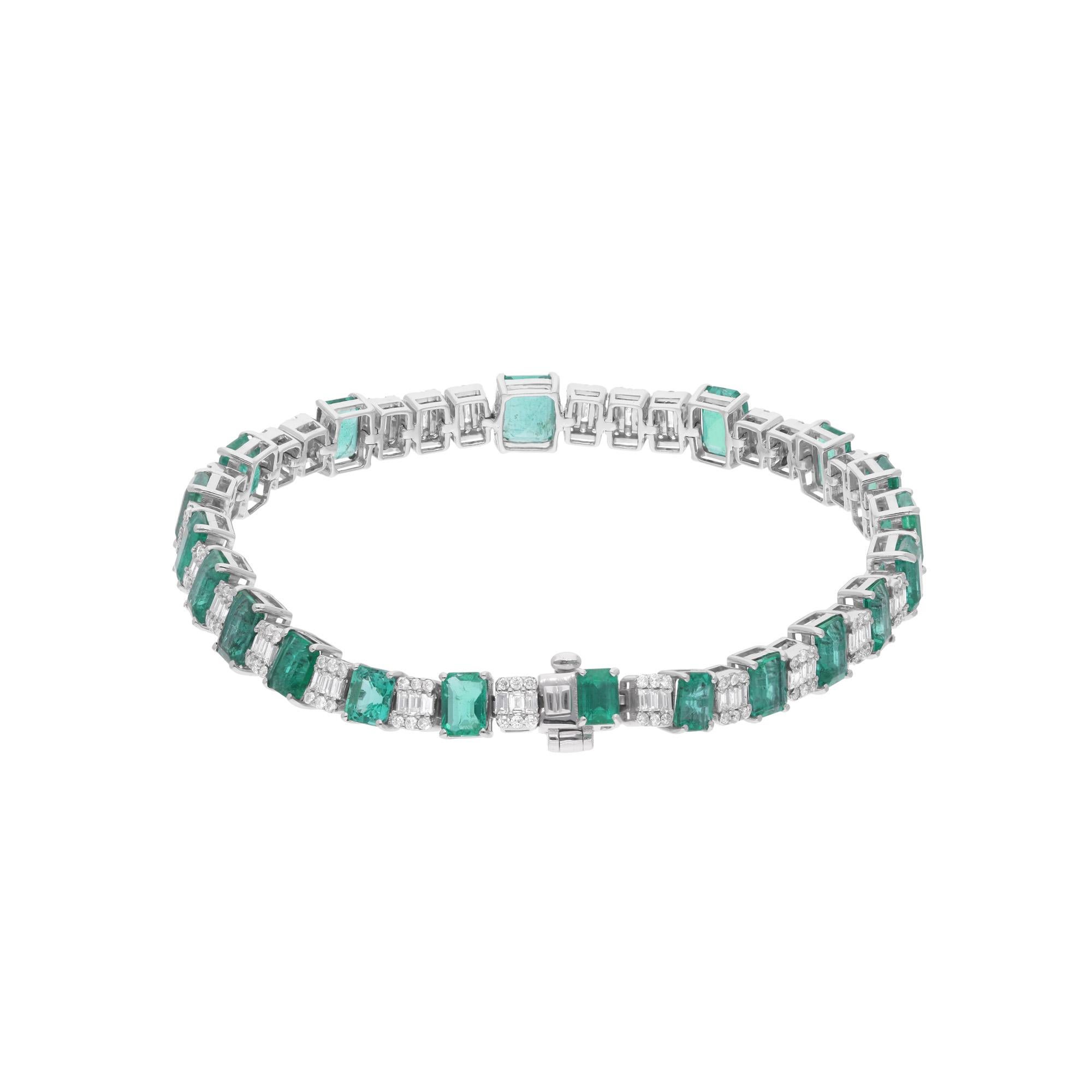 Elevate your wrist to new heights of sophistication with our exquisite Zambian Emerald Gemstone Charm Bracelet, a dazzling testament to nature's beauty and the artistry of fine jewelry craftsmanship. Meticulously crafted from 18 karat white gold and