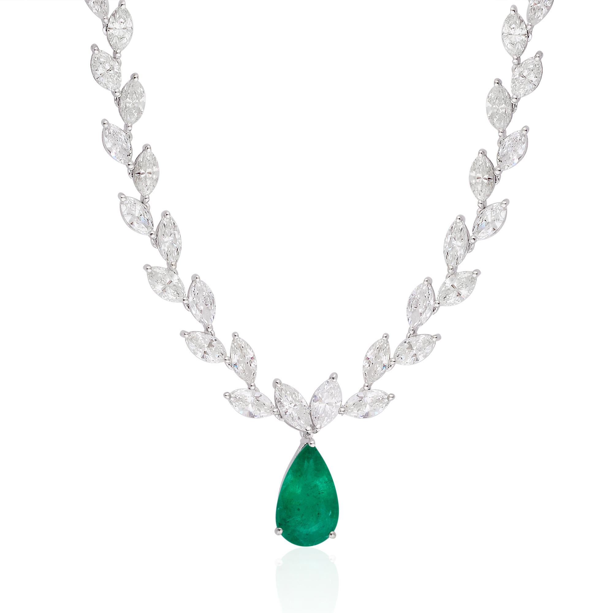 Add vivacity to your glamorous look by wearing this Necklaces by Spectrum Jewels. Featuring an ethnic handmade design, this Necklace is embellished with Emerald for a more feminine effect. Wear these 18k White Gold Necklace with your best casual