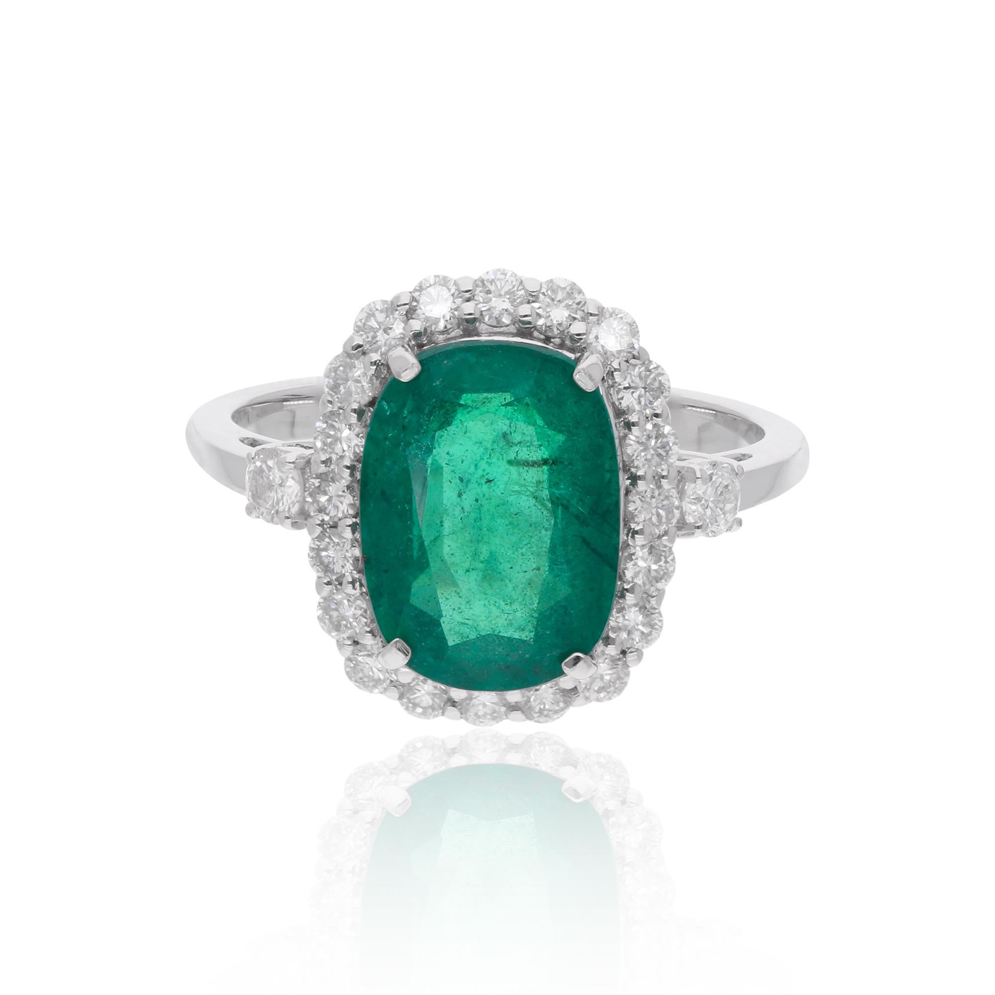 in vendita:  Anello cocktail con pietra smeraldo dello Zambia, diamante, oro bianco 14 carati Gioielli di pregio 4