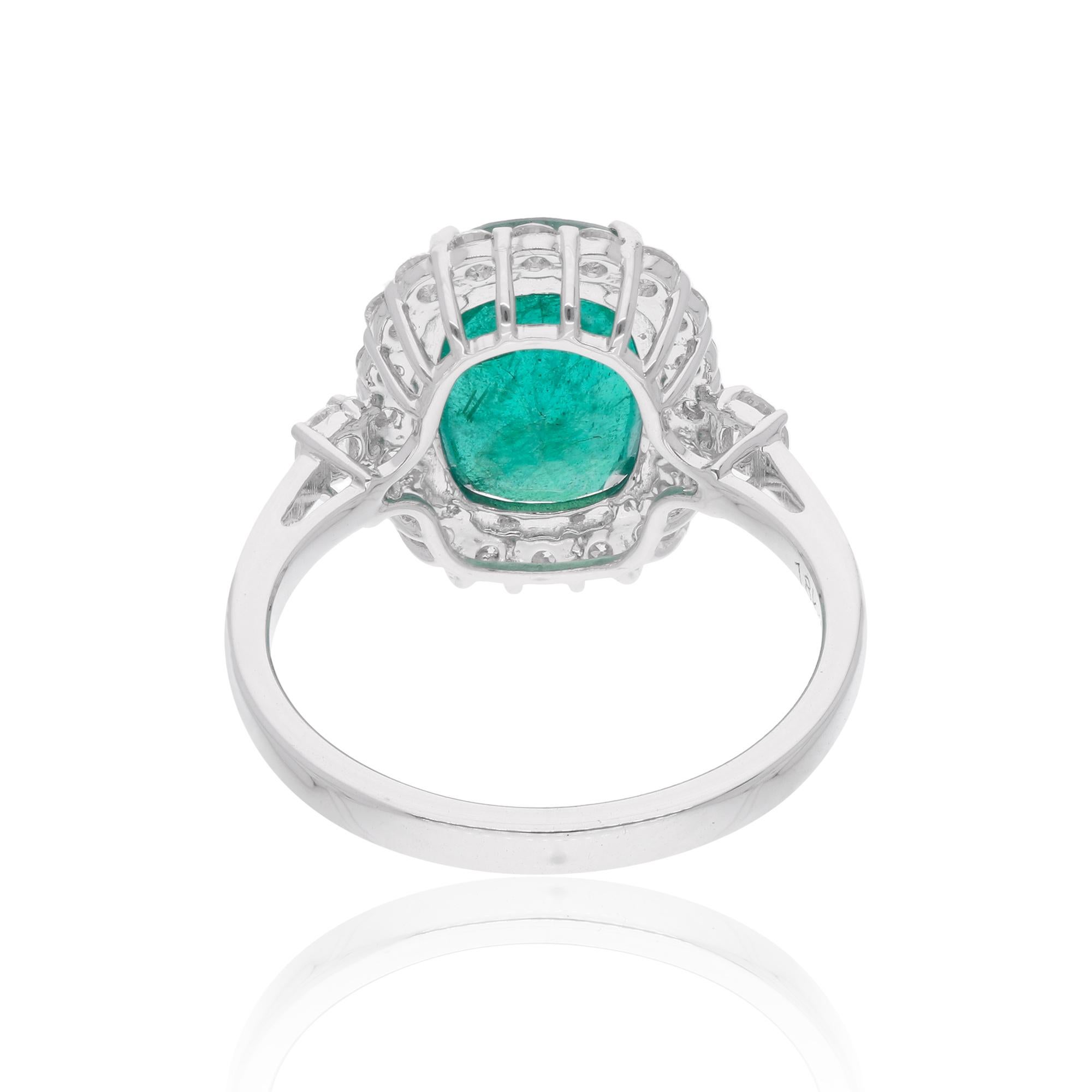 in vendita:  Anello cocktail con pietra smeraldo dello Zambia, diamante, oro bianco 14 carati Gioielli di pregio 5