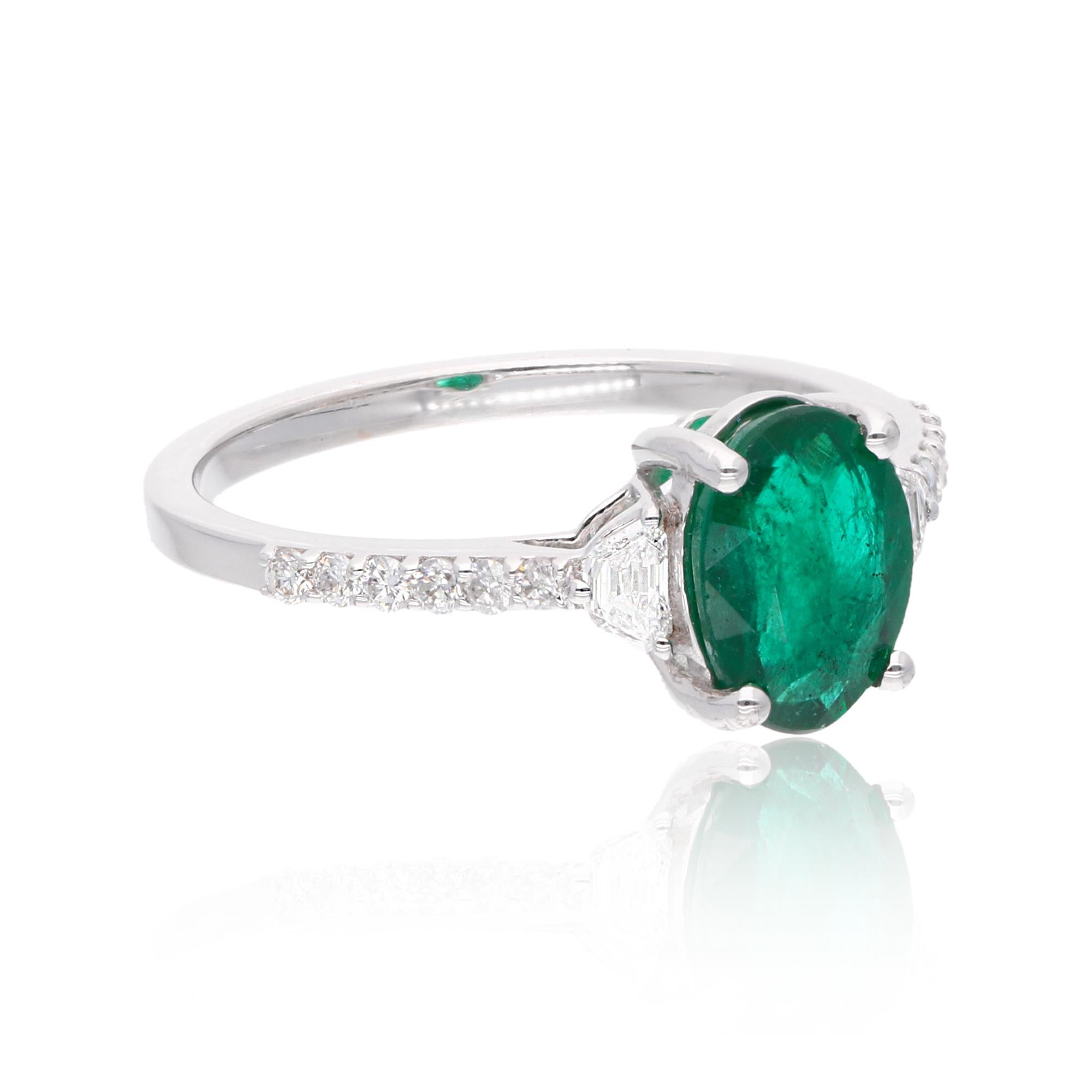 Item Code :- SER-22069
Gross Wt. :- 2.78 gm
18k Solid White Gold Wt. :- 2.45 gm
Natural Diamond Wt. :- 0.33 Ct. ( AVERAGE DIAMOND CLARITY SI1-SI2 & COLOR H-I )
Zambian Emerald Wt. :- 1.30 Ct.
Ring Size :- 7 US & All size available

✦