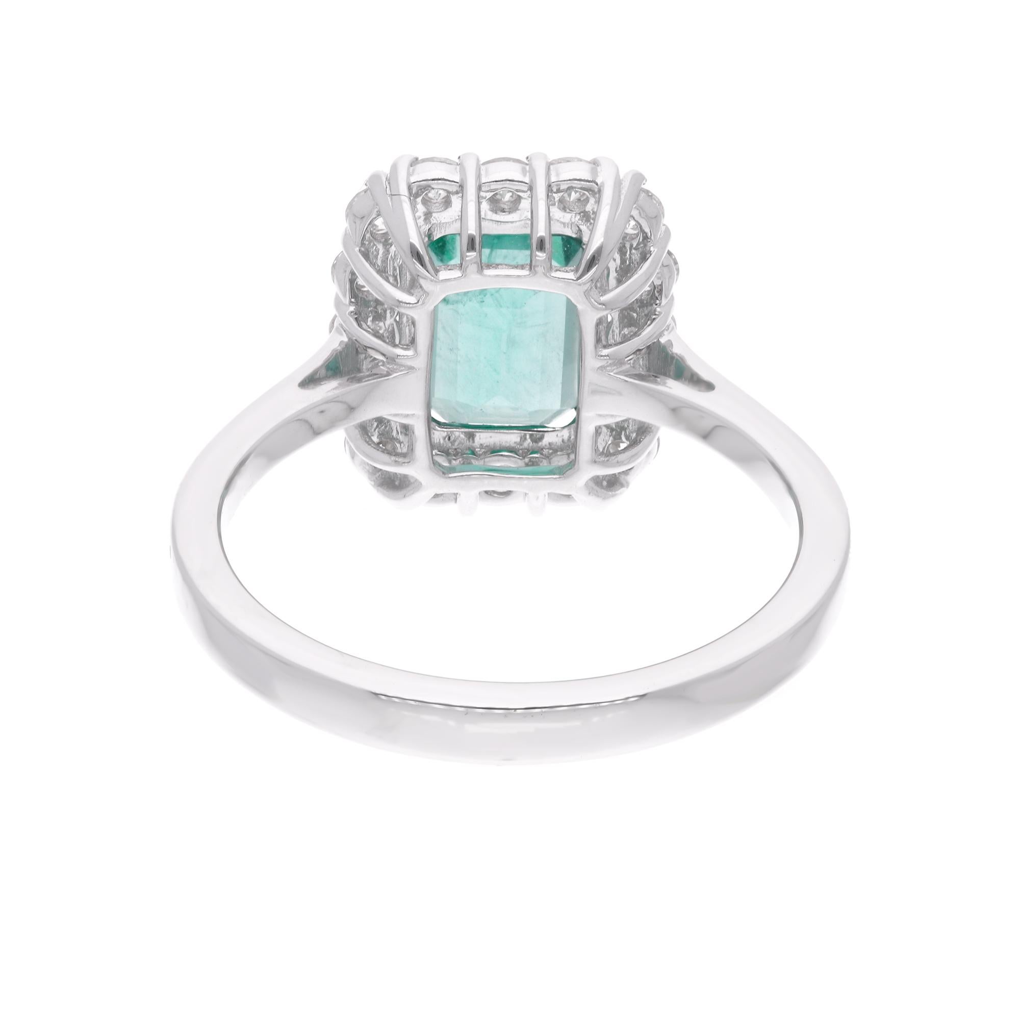 Cast from 18-karat gold, these exquisite ring is handset with 1.50 carats Zambian emerald and 0.50 carats of sparkling diamonds.

The ring is a size 7 US and may be resized to larger or smaller upon request. FOLLOW SPECTRUM JEWELS storefront to view