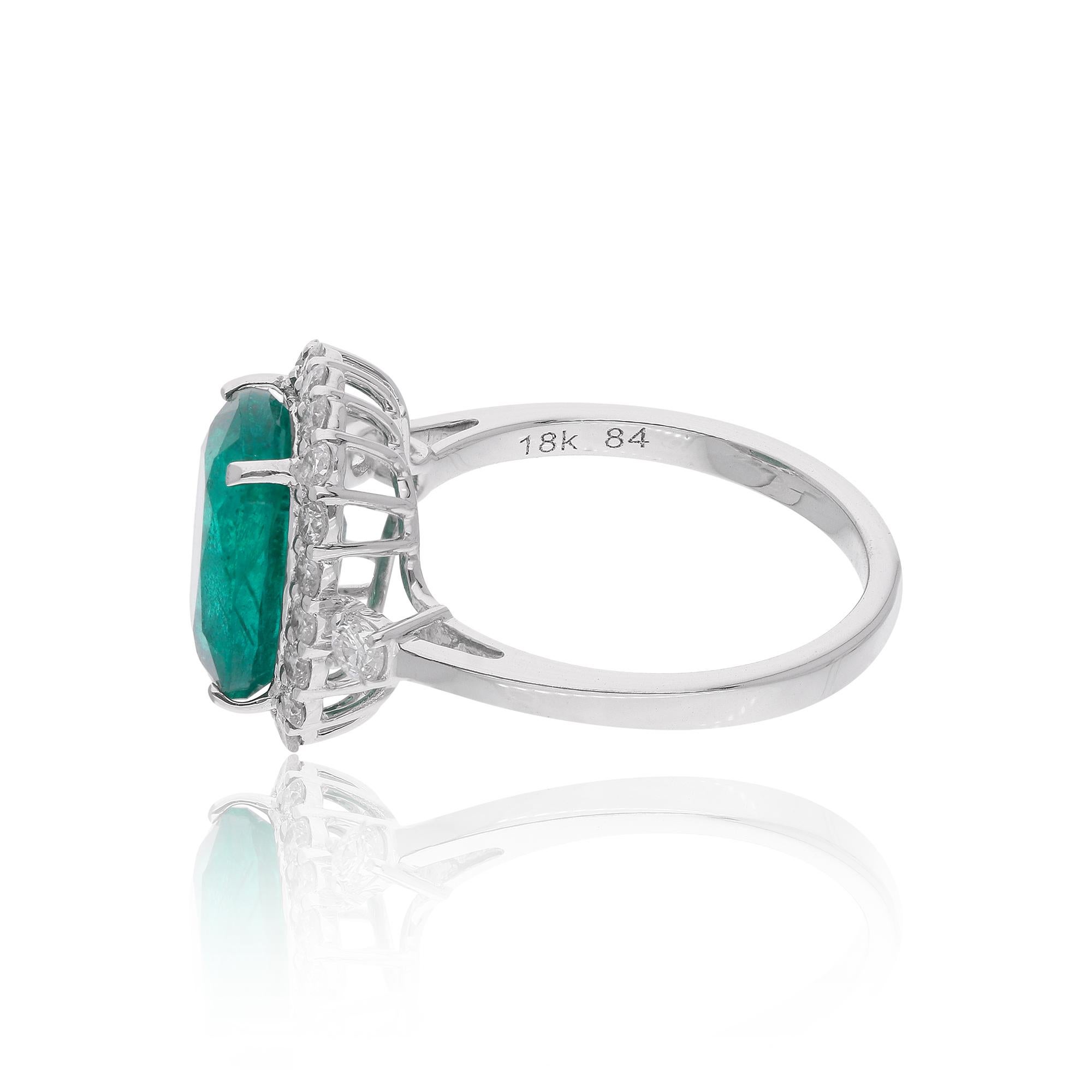 in vendita:  Anello cocktail con pietra smeraldo dello Zambia, diamante, oro bianco 18 carati Gioielli di pregio 5