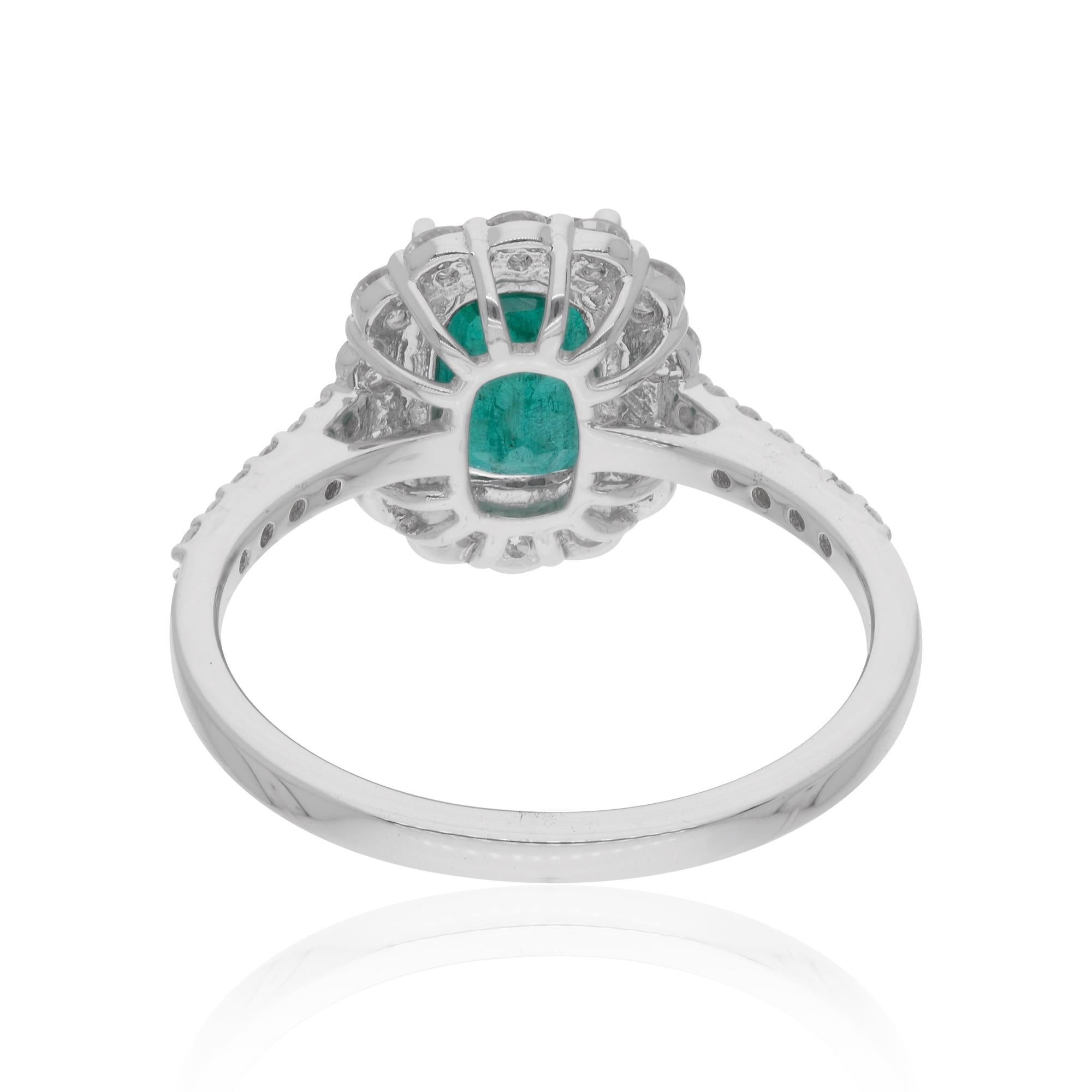 En venta: Esmeralda de Zambia Piedra preciosa Anillo de cóctel Diamante 18 Kilates Oro Blanco Joyería Fina  7