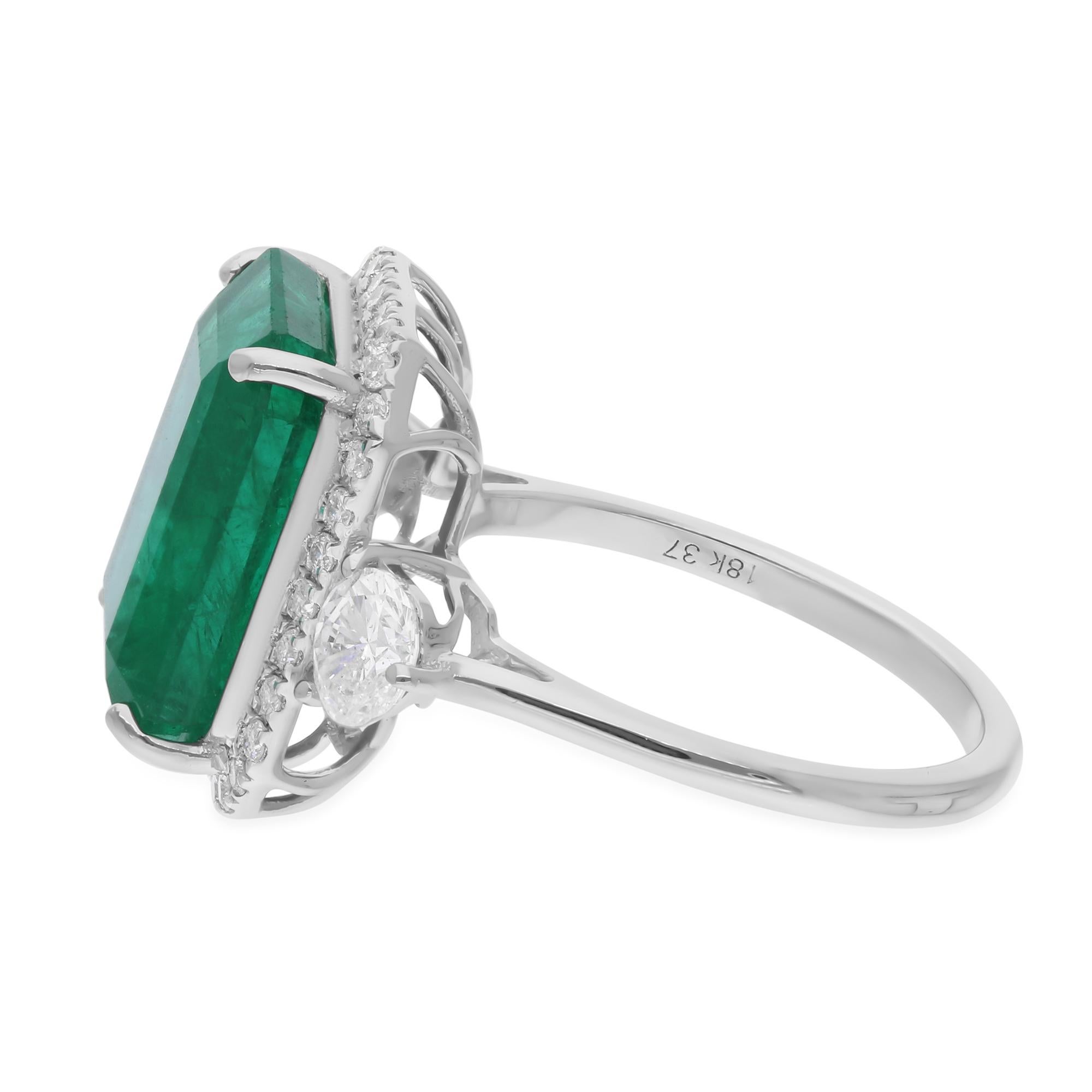 This ring has been meticulously crafted from 14-karat gold and handset with 7.53 carats Zambian Emerald and 0.83 carats of sparkling diamonds.

The ring is a size 7 and may be resized to larger or smaller upon request. FOLLOW SPECTRUM JEWELS