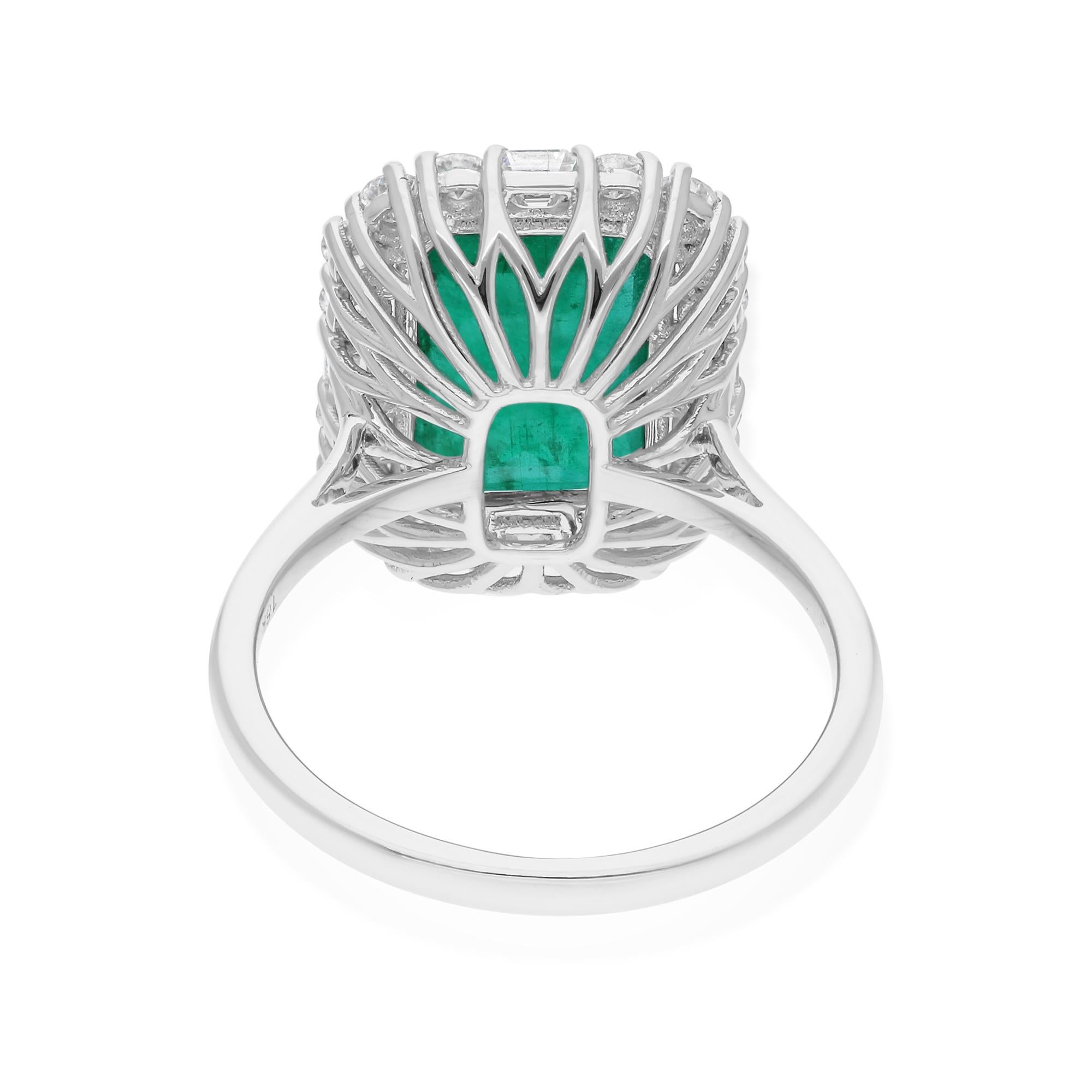 This ring has been meticulously crafted from 14-karat gold and handset with 4.02 carats Zambian emerald and 0.81 carats of sparkling diamonds.

The ring is a size 7 and may be resized to larger or smaller upon request. FOLLOW SPECTRUM JEWELS