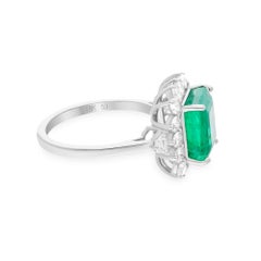 Esmeralda zambiana Anillo de cóctel SI/H Diamante Joyas de oro blanco de 18 quilates