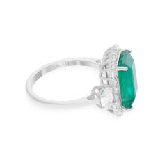 Anello Cocktail con pietra smeraldo dello Zambia SI/H Diamante Gioielli in oro bianco 18 carati