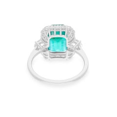 Oval Cut Zambian Emerald & SI/H Diamond Halo Ring 18K Gold Cocktail Jewelry Gift
