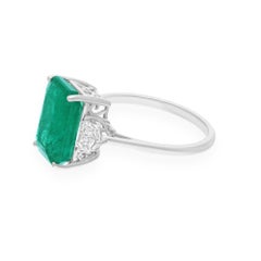 Anello Cocktail con pietra smeraldo dello Zambia SI/H Diamante Gioielli in oro bianco 18 carati