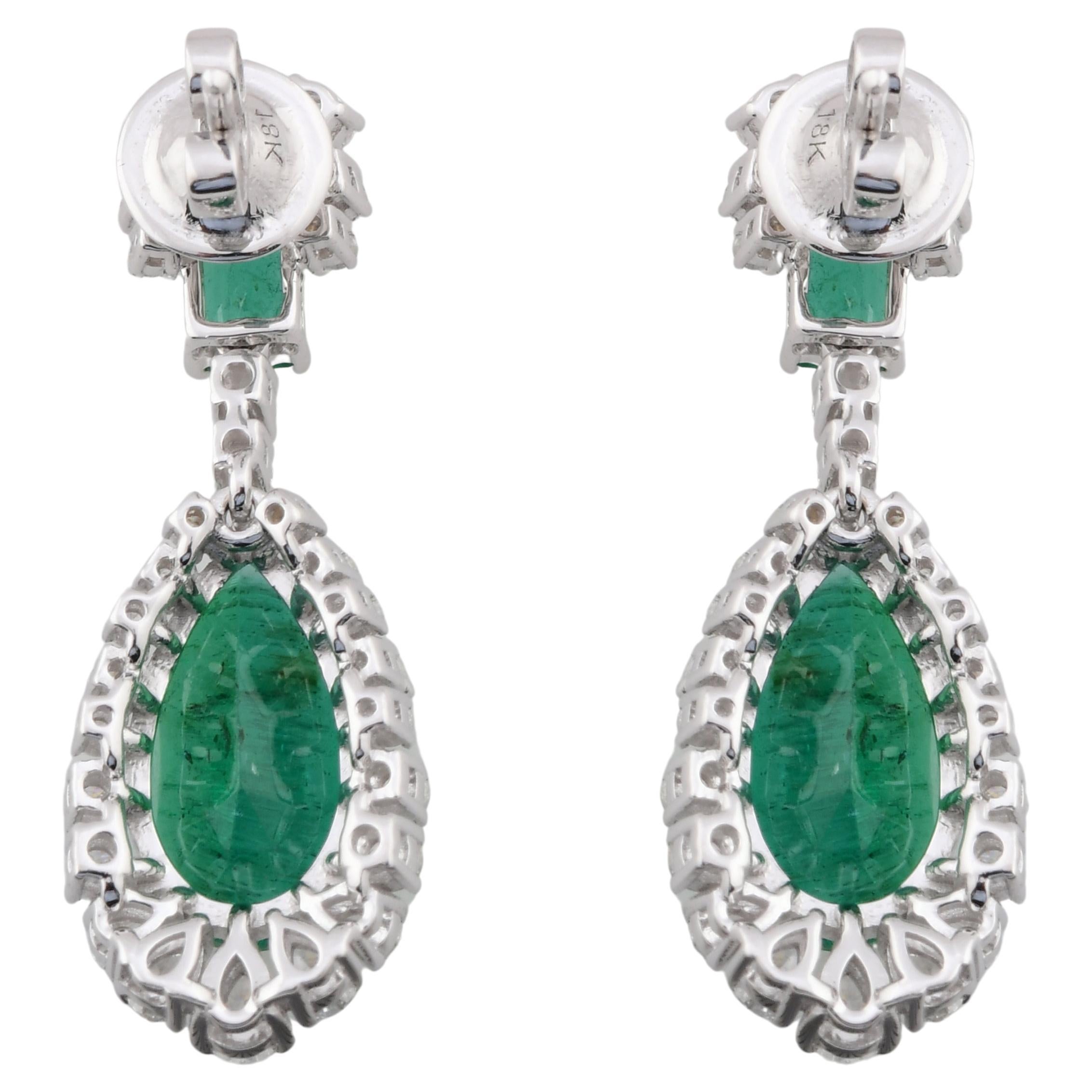 Item Code :- SEE-12593
Gross Wt. :- 9.60 gm
18k White Gold Wt. :- 7.77 gm
Diamond Wt. :- 1.93 Ct. ( AVERAGE DIAMOND CLARITY SI1-SI2 & COLOR H-I )
Emerald Wt. :- 7.20 Ct.
Earrings Size :- 34 mm approx.
✦ Sizing
.....................
We can adjust