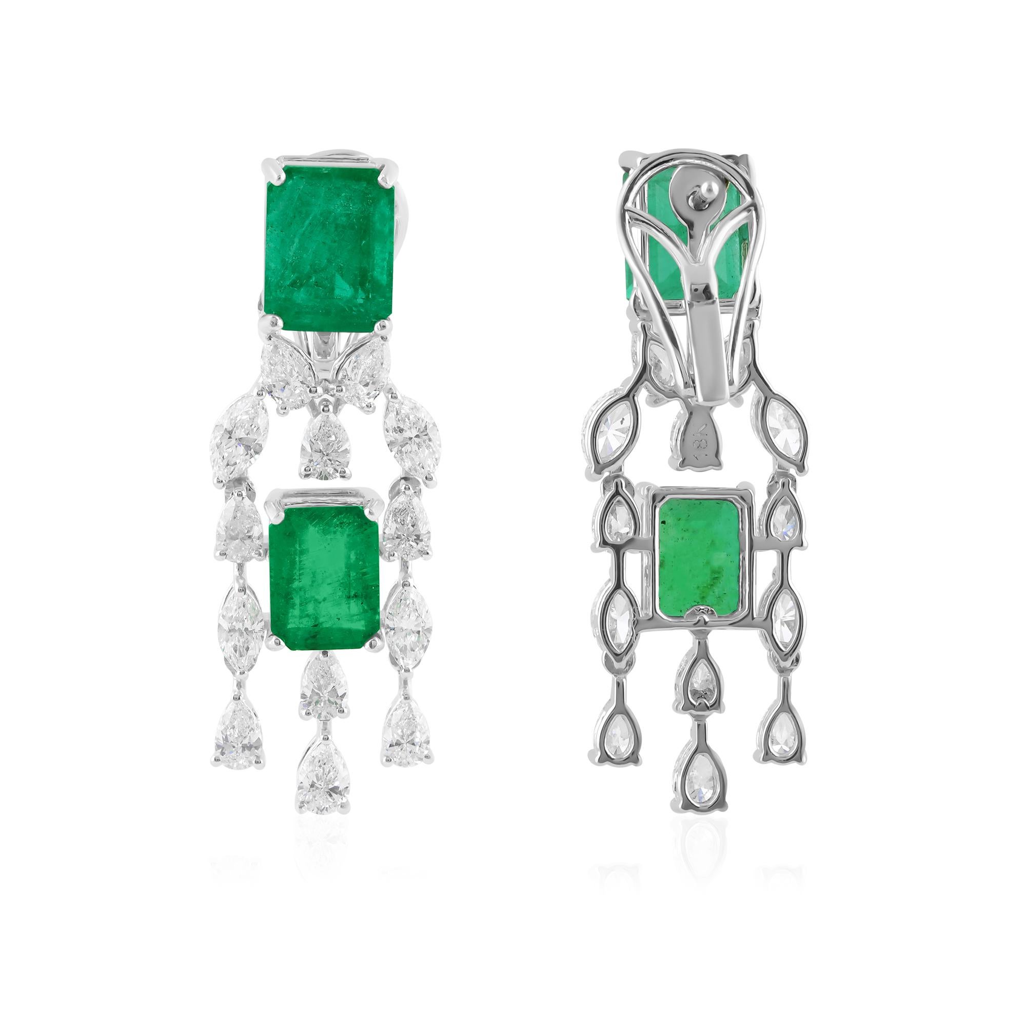 Cast from 18-karat gold, these exquisite earrings are handset with 8.12 carat Zambian emerald and 3.49 carats of sparkling diamonds.

FOLLOW SPECTRUM JEWELS storefront to view the latest collection & exclusive pieces. Spectrum Jewels is proudly