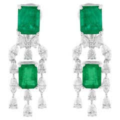 Orecchini pendenti con gemma di smeraldo dello Zambia SI/H Diamond Gioielli in oro bianco 18k