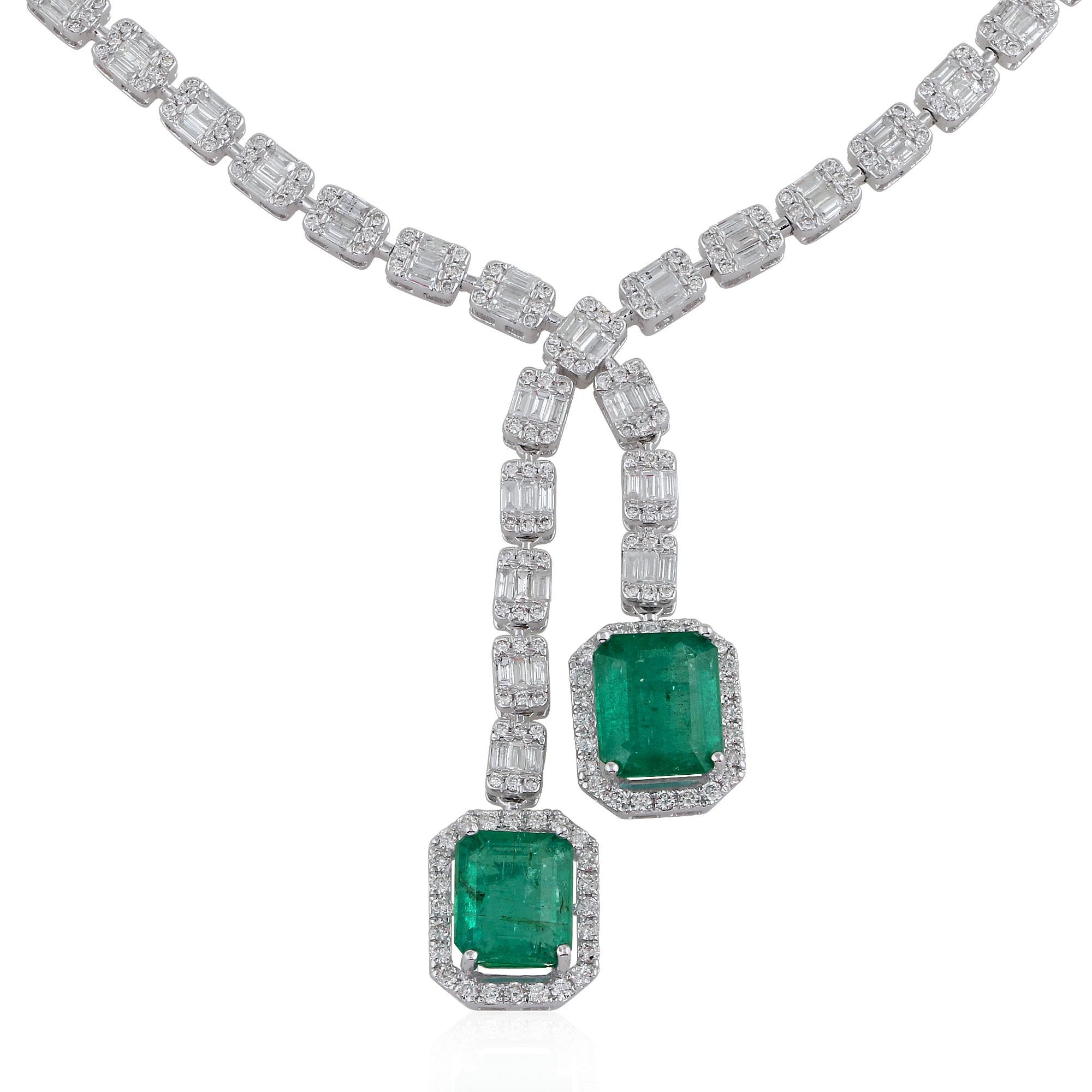 Elevate your jewelry collection with this stunning Natural Emerald Gemstone Lariat Necklace. Handcrafted with meticulous attention to detail, this fine jewelry piece showcases the timeless beauty and captivating allure of natural emeralds.

Item