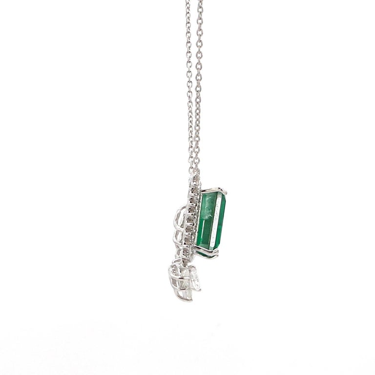 Processed Gemstone Pendant Necklace 18k White Gold Diamond Handmade