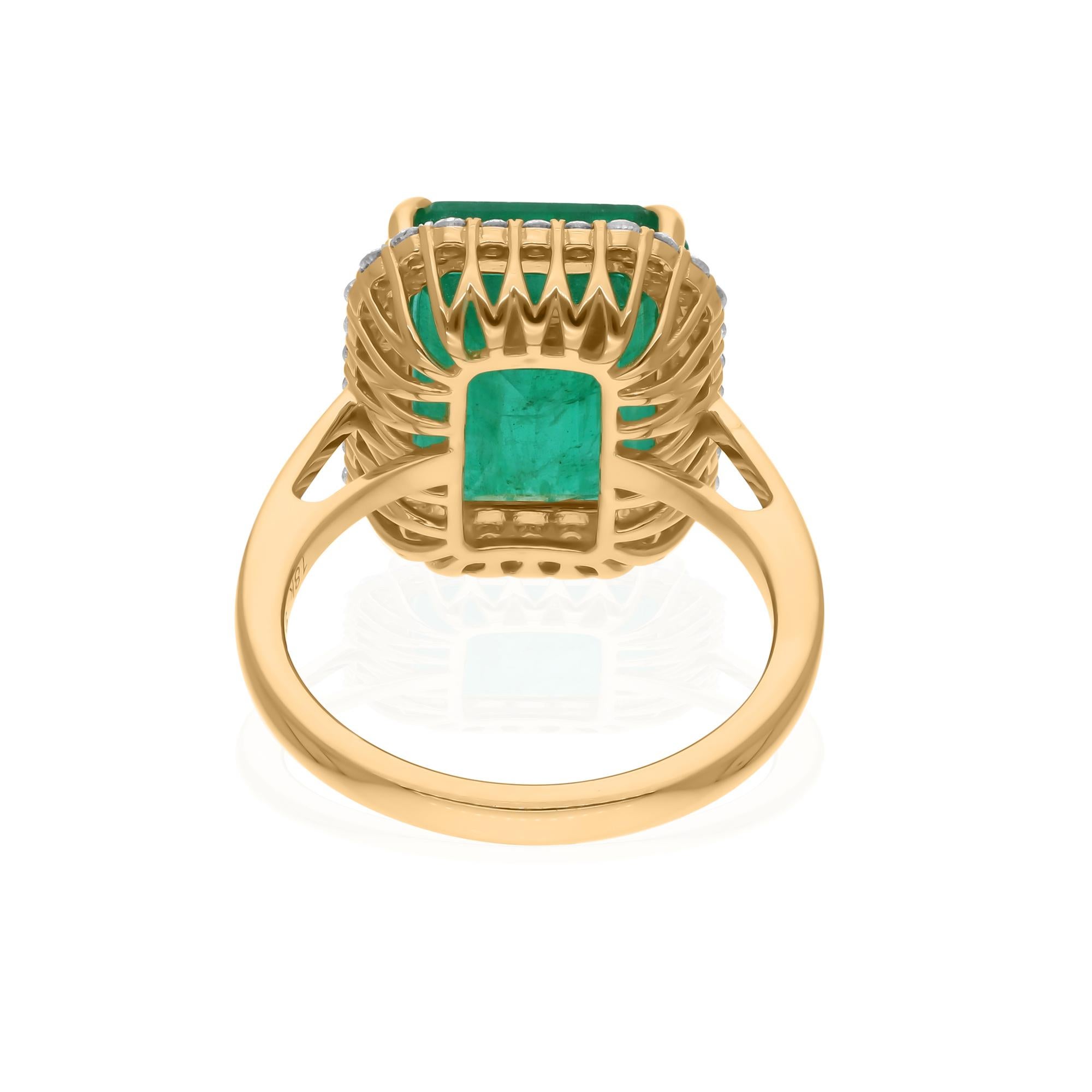 Sambischer Smaragd Edelstein Ring SI Reinheit HI Farbe Diamant 14 Karat Gelbgold im Angebot 1