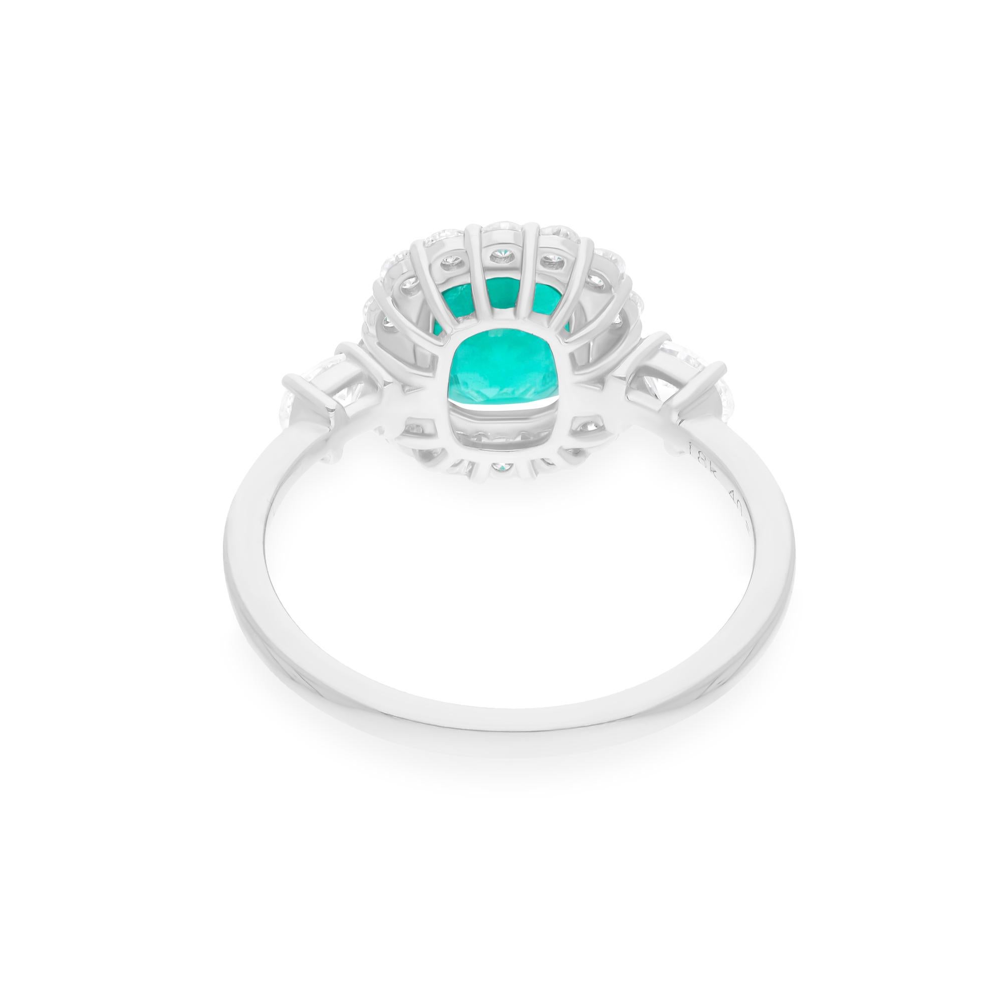 Zambian Smaragd-Edelsteinring SI/H Diamant 14 Karat Weißgold Handgefertigter Schmuck im Zustand „Neu“ im Angebot in Diera, Dubai