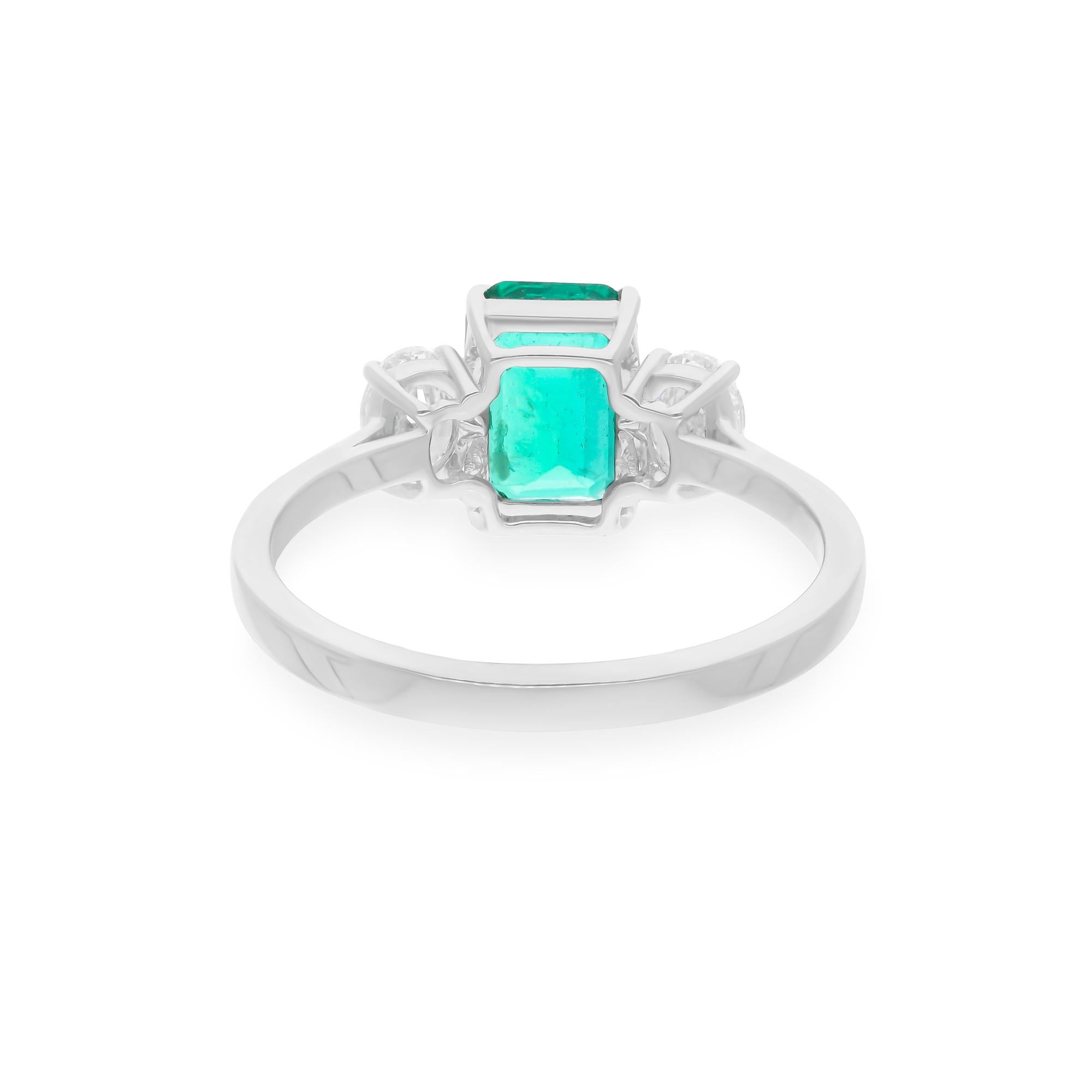 Zambian Smaragd-Edelsteinring SI/H Oval Brillantschliff Diamant 18k Weißgold (Ovalschliff) im Angebot