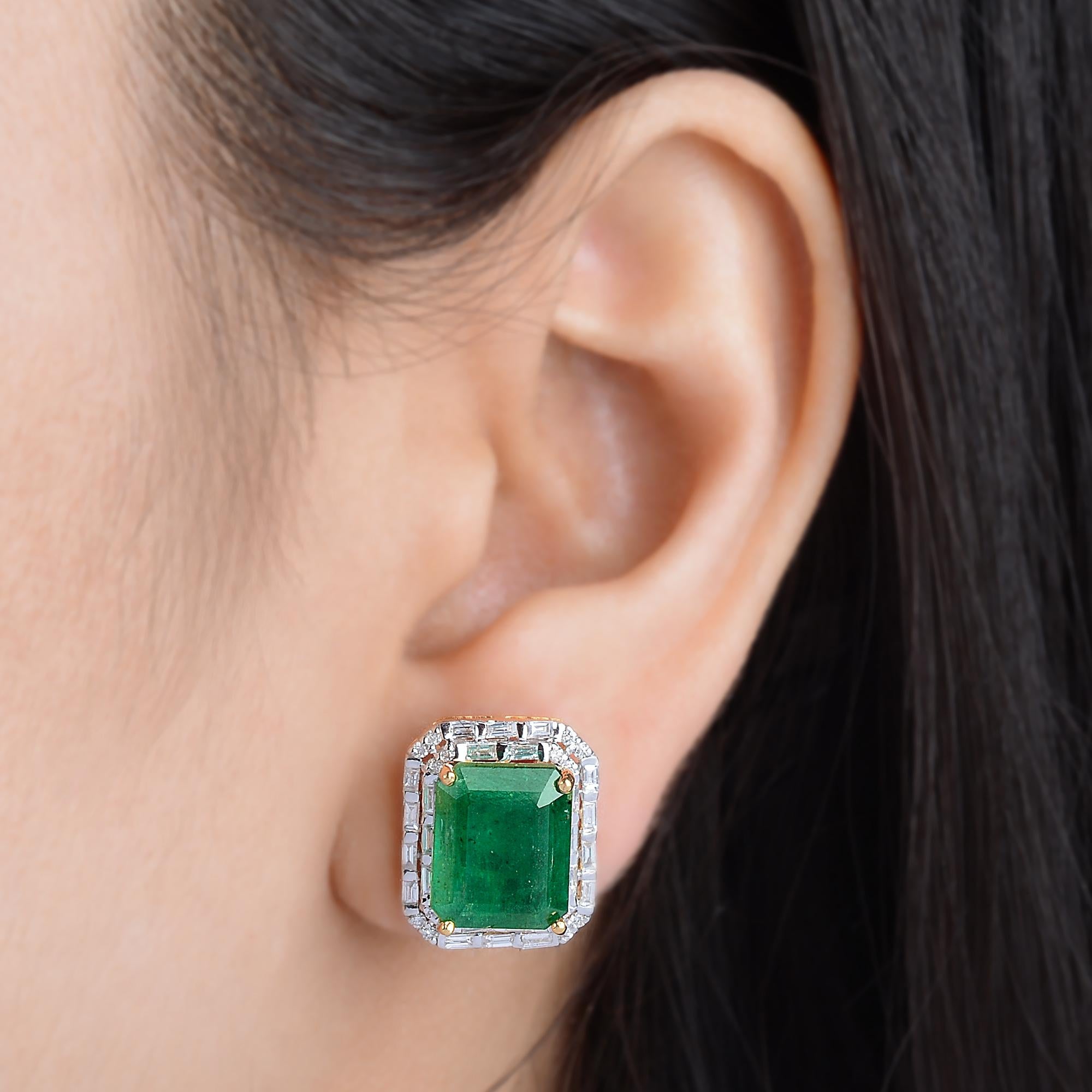 emerald baguette earrings