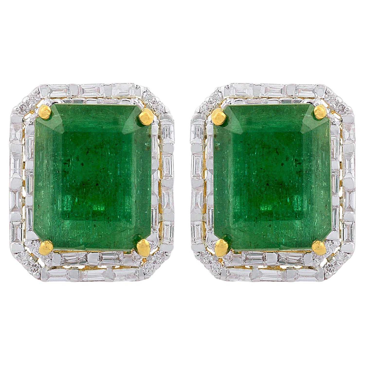Emerald baguette stud earrings Clearance