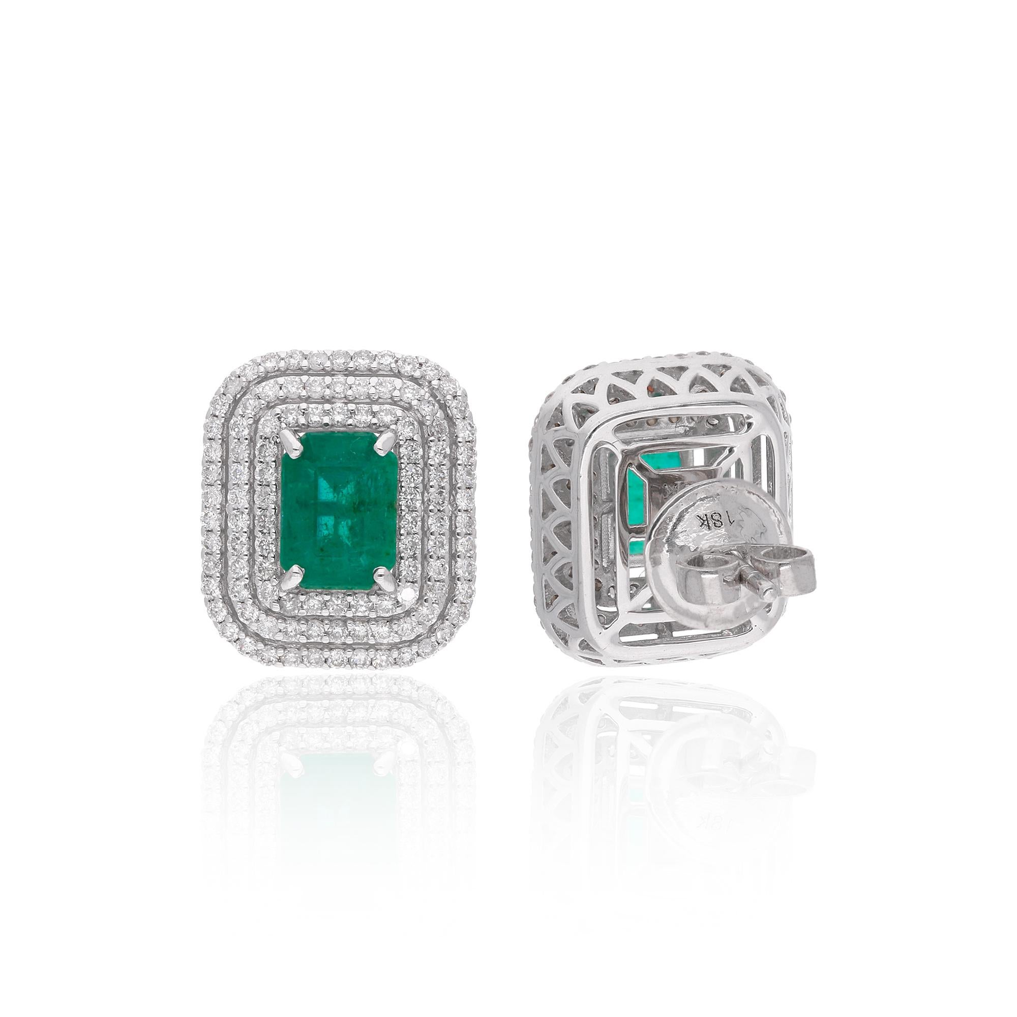 Item Code :- SEE-1416E
Gross Wt. :- 6.02 gm
18k White Gold Wt. :- 5.50 gm
Natural Diamond Wt. :- 0.83 Ct. ( AVERAGE DIAMOND CLARITY SI1-SI2 & COLOR H-I )
Zambian Emerald Wt. :- 1.79 Ct.
Earrings Size :- 13 x 15 mm approx.

✦