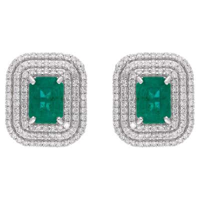 Zambian Emerald Black Onyx Designer Earrings Diamond Pave 18 Karat ...