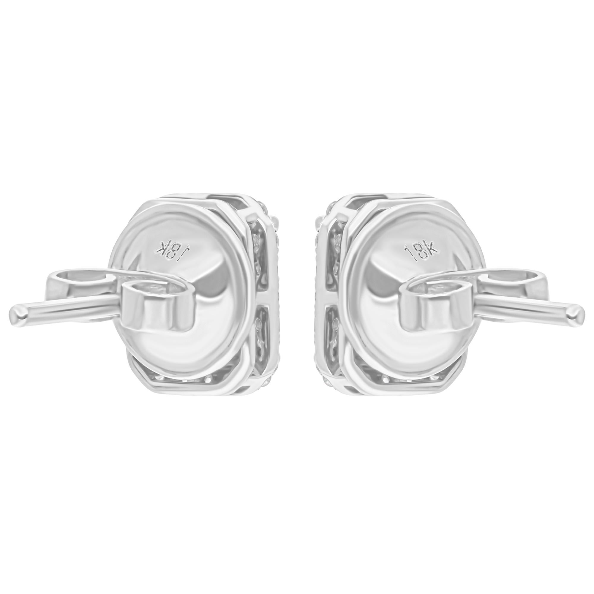 Zambian Emerald Gemstone Stud Earrings SI/H Diamond 14 Karat White Gold Jewelry In New Condition For Sale In Diera, Dubai