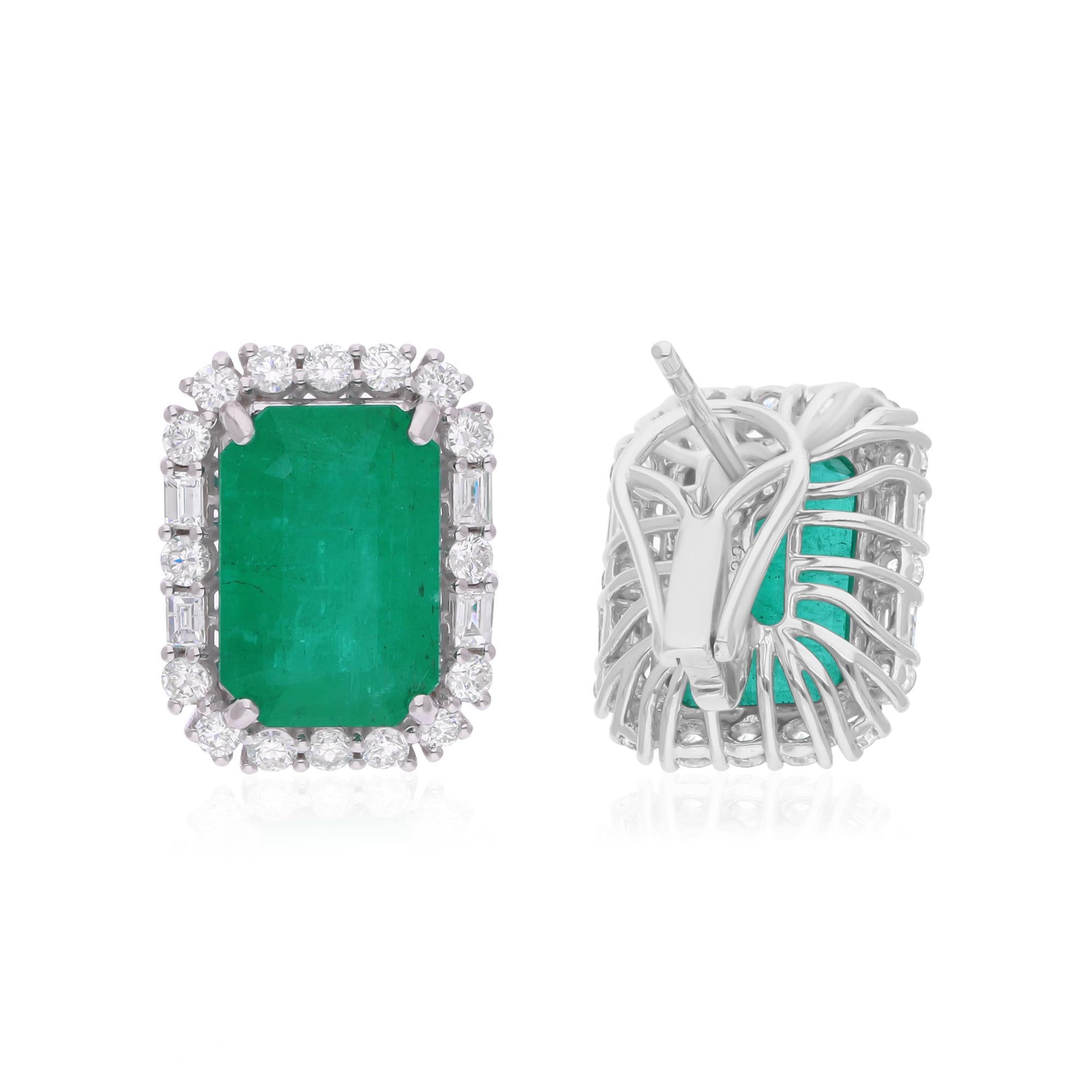 Cast from 18-karat gold, these exquisite earrings are handset with 10.40 carats Zambian emerald and 1.45 carats of sparkling diamonds.

FOLLOW SPECTRUM JEWELS storefront to view the latest collection & exclusive pieces. Spectrum Jewels is proudly