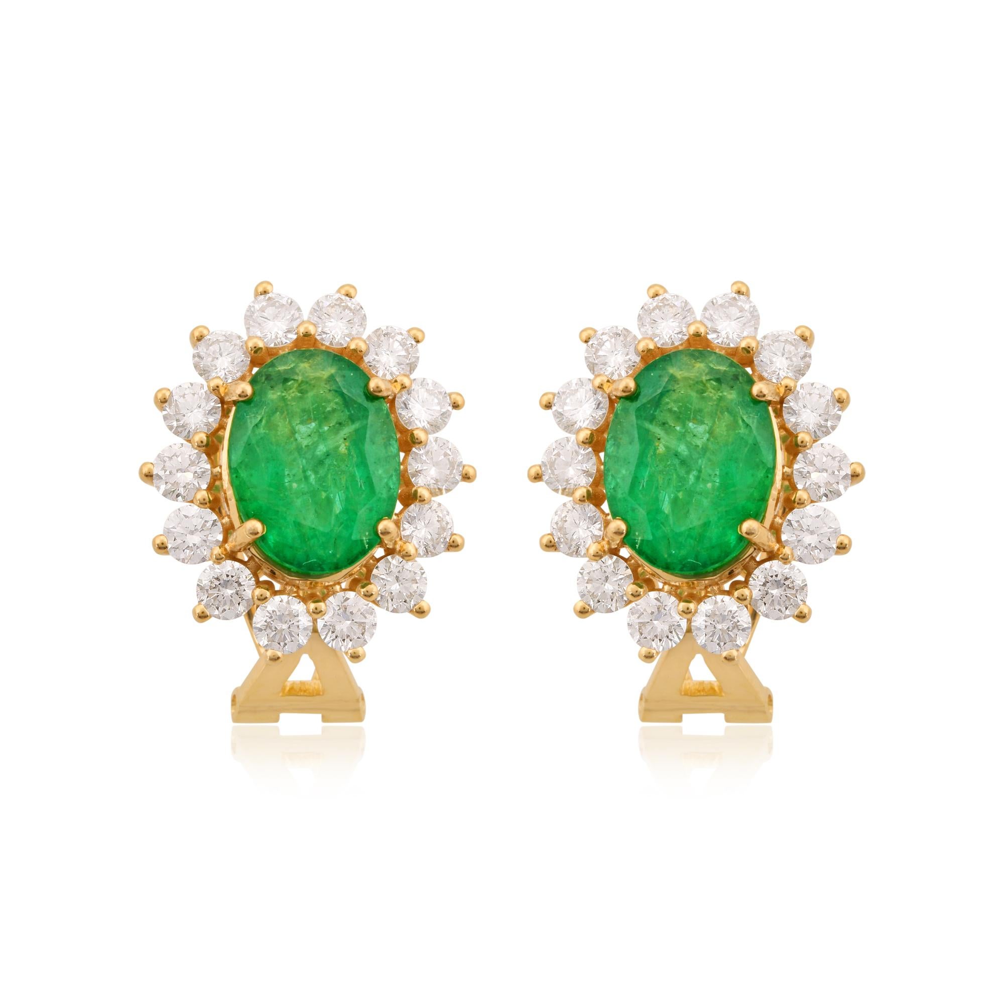 Item Code :- STE-1215
Gross Wt :- 8.33 gm
10k Yellow Gold Wt :- 6.32 gm
Diamond Wt :- 2.81 carat  ( AVERAGE DIAMOND CLARITY SI1-SI2 & COLOR H-I )
Emerald Wt :- 7.26 carat
Earrings Size :- 22x15 mm approx.
✦ Sizing
.....................
We can adjust