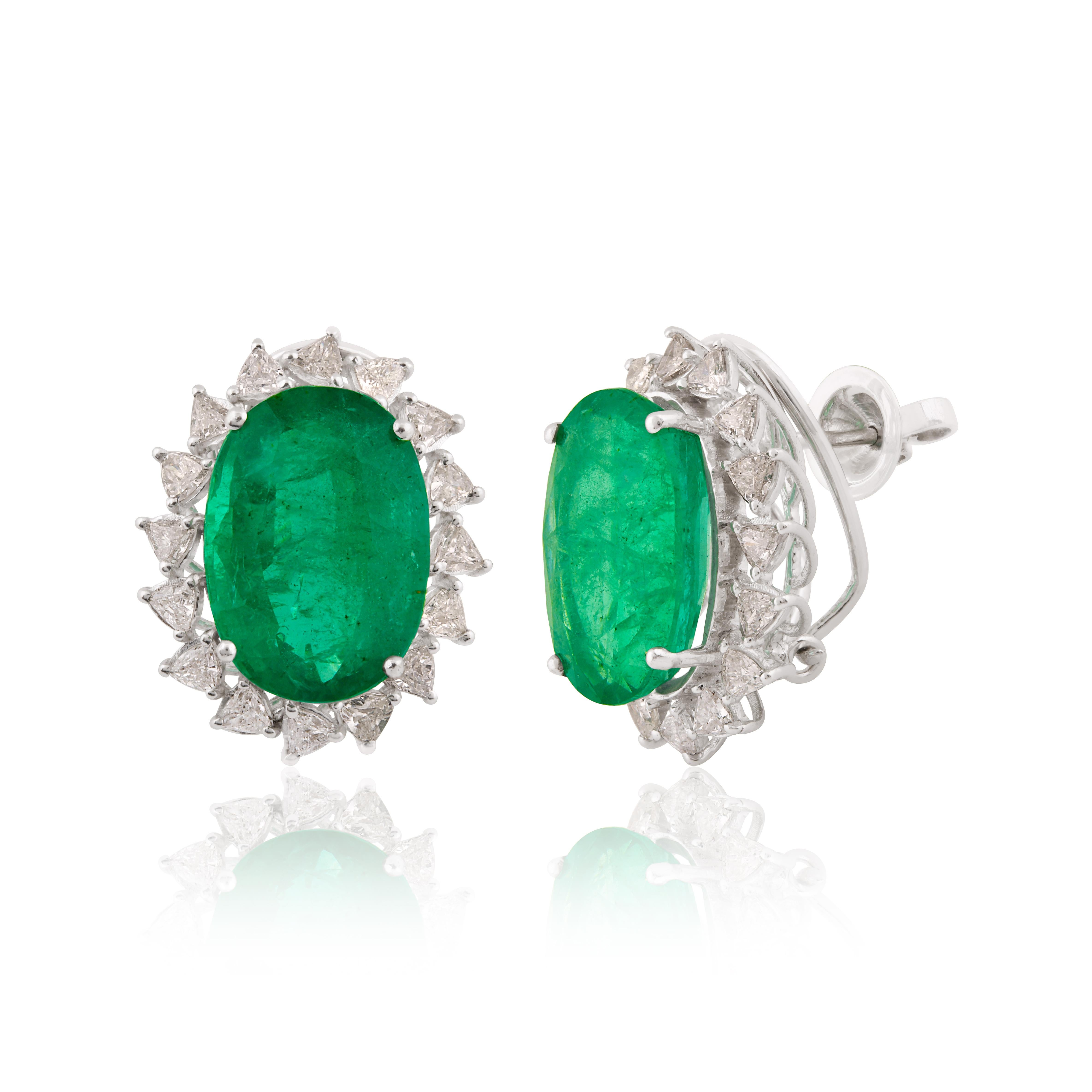 Item Code :- SEE-11501A
Gross Wt :- 10.07 gm
14k Solid White Gold Wt :- 6.49 gm
Natural Diamond Wt :- 1.60 ct.  ( AVERAGE DIAMOND CLARITY SI1-SI2 & COLOR H-I )
Emerald Wt :- 16.29 ct.
Earrings Size :- 23 mm approx.

✦ Sizing
.....................
We