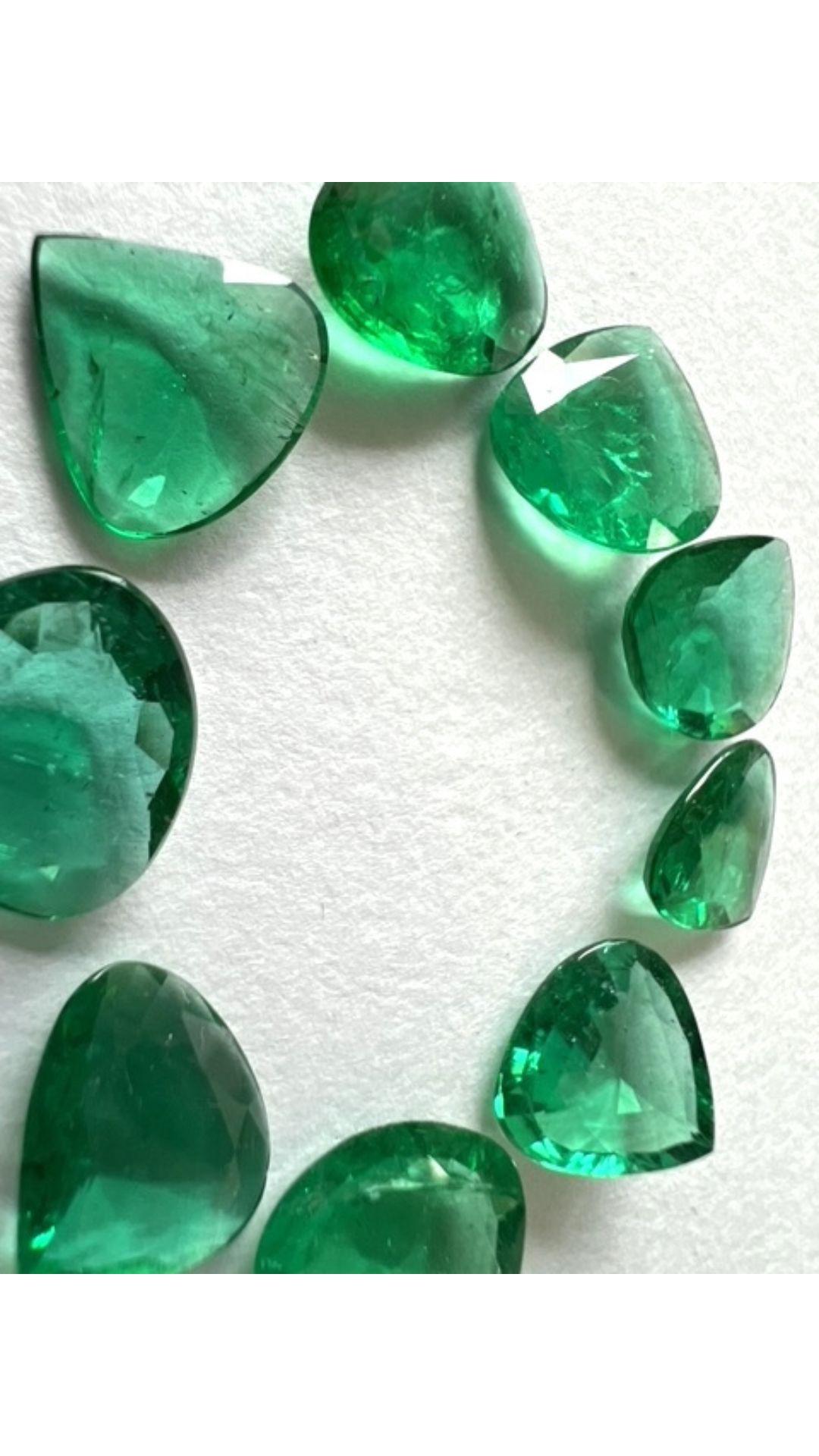 Art Deco Zambian Emerald Heart Layout Suite Faceted Cut stone Loose Gemstone for Jewelry