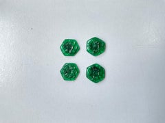 Zambian Emerald Hexagon Carved Fancy Cabochon Loose Gemstone for Jewelry