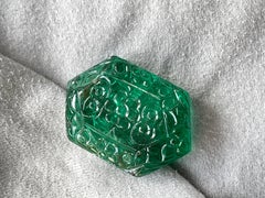Zambian Emerald Hexagon Carved Gem Quality High Jewelry Gemstone 83.3 Carats