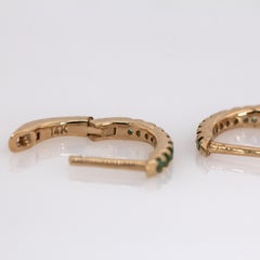 Zambian Emerald Huggies in Solid 14K Yellow Gold RD 10mm Latch Back