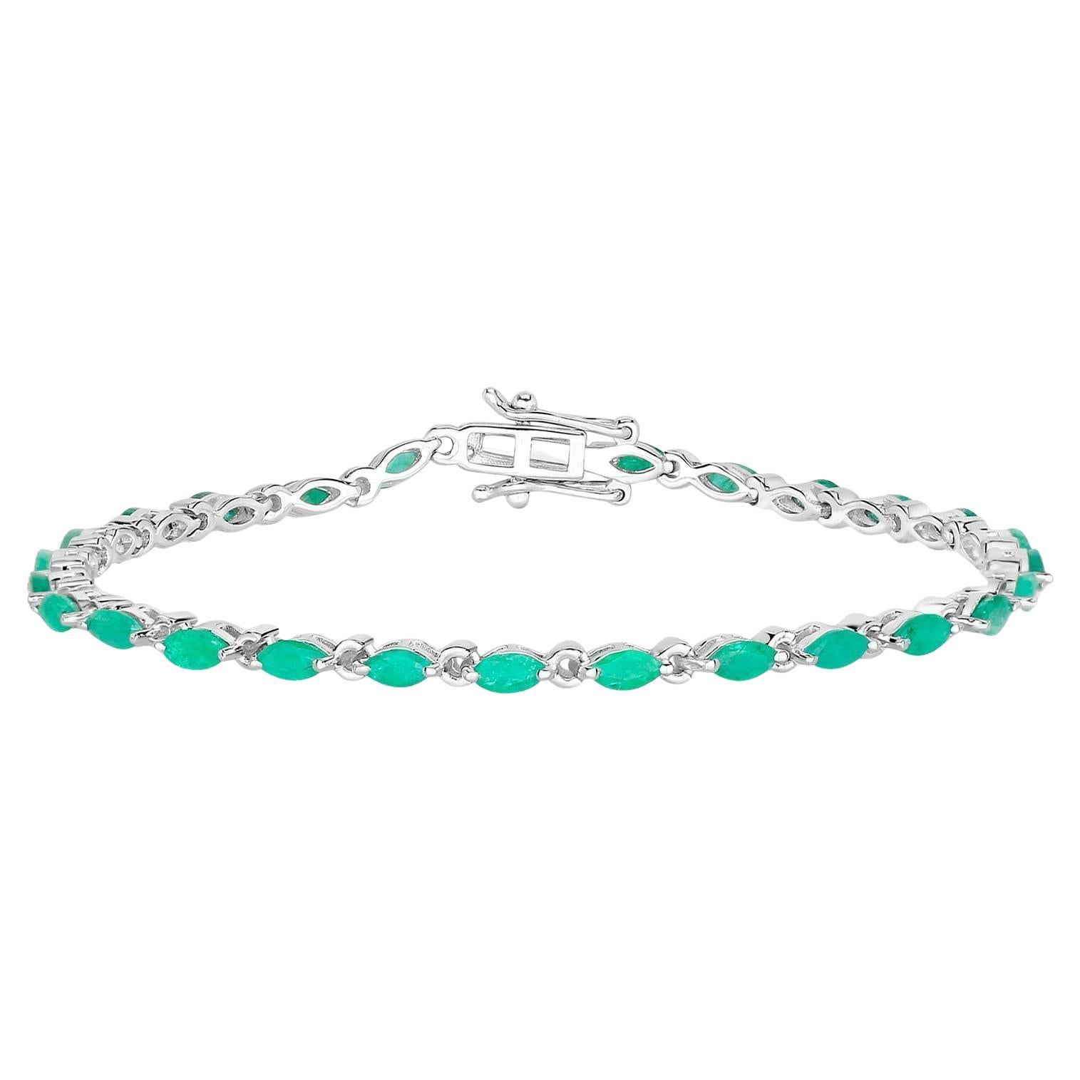 Esmeralda de Zambia Pulsera Link 3,23 Quilates Plata de Ley en venta