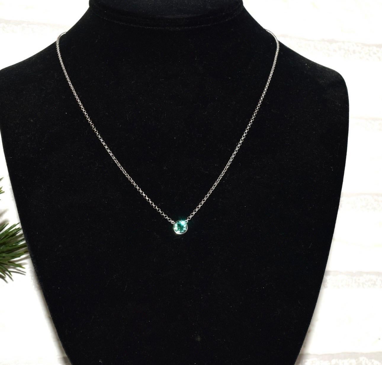 Round Cut Zambian emerald pendant 6mm natural emerald bezel pendant necklace 18