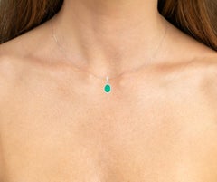 Collier pendentif émeraude de Zambie diamants 1,35 carats or blanc 10 carats