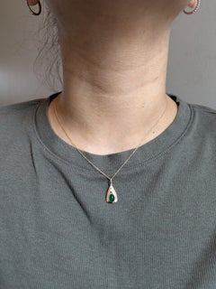 Zambian Emerald Pendant with Natural Diamond Accents: Solid 14k Gold, Oval 7x5mm