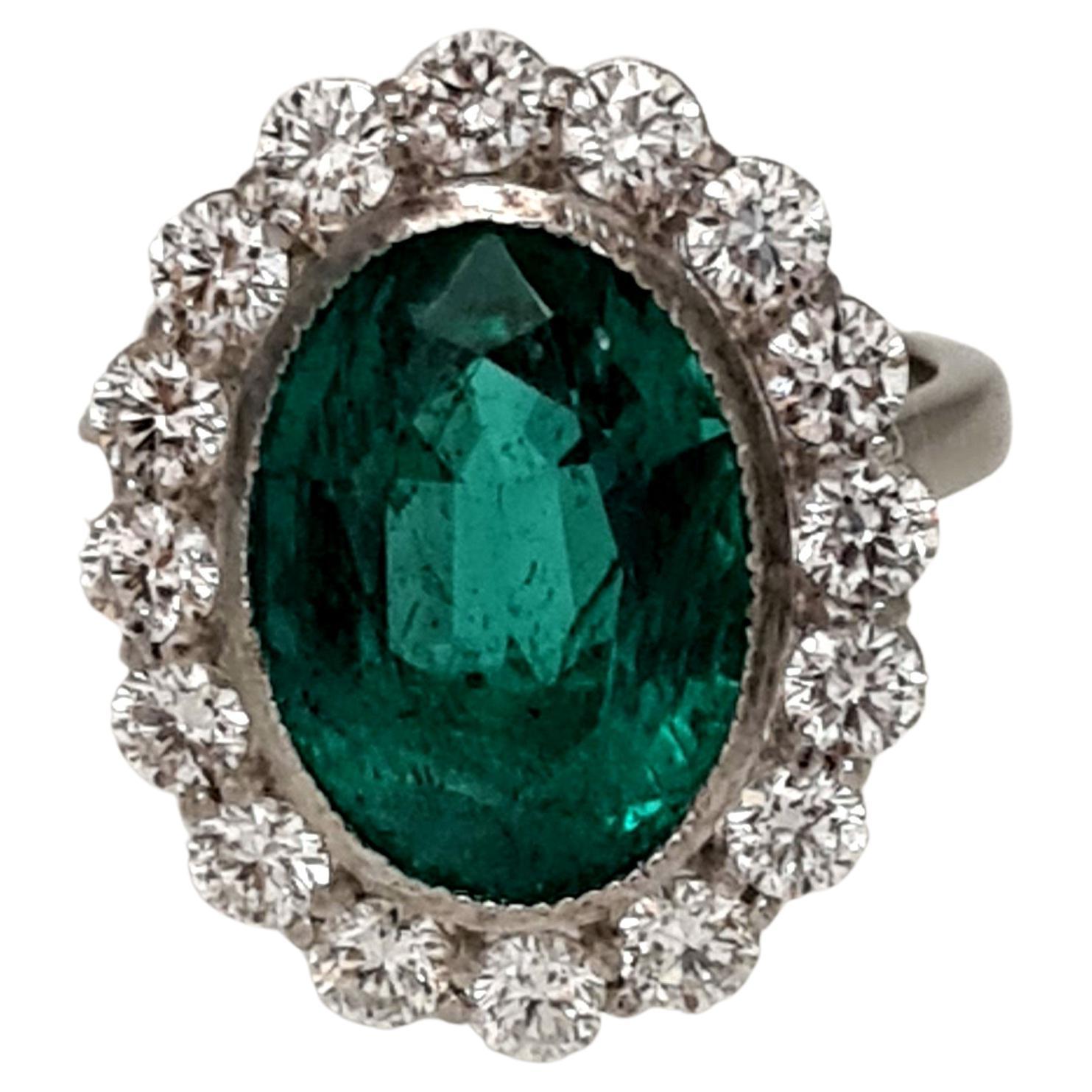 GIA-zertifizierter 6,40 Karat sambischer Smaragd-Platin- und Diamantring im Zustand „Neu“ im Angebot in Deland, FL
